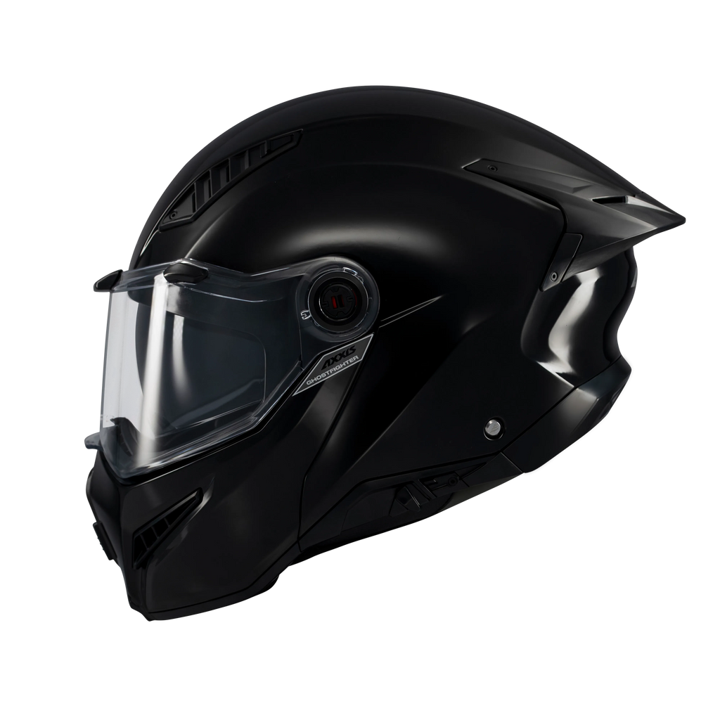 Casco Abatible Axxis Ghostfighter Solid Negro Brillante ECE 22.06