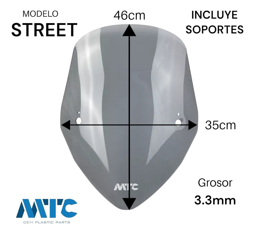 Parabrisas Street para Honda Invicta CBF160 Negro MTC