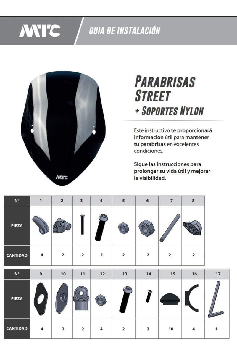 Parabrisas Street para Honda Invicta CBF160 Negro MTC