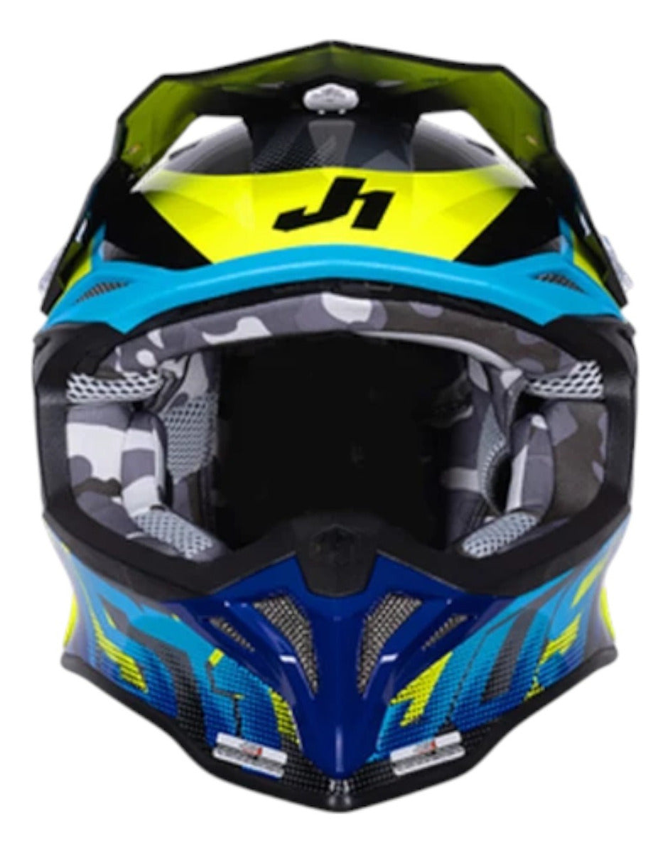 Casco Just1 J39 Revolution Motocross Enduro Azul/amarillo