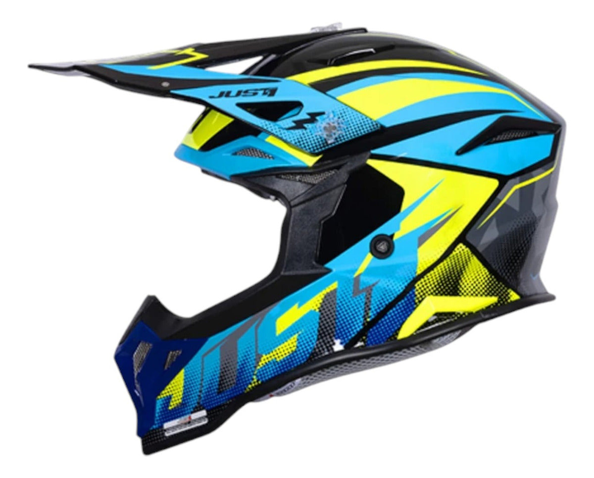 Casco Just1 J39 Revolution Motocross Enduro Azul/amarillo