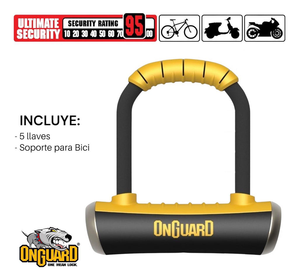 Candado tipo U 8112 Brute Onguard 90mm x 140mm bicicleta/moto