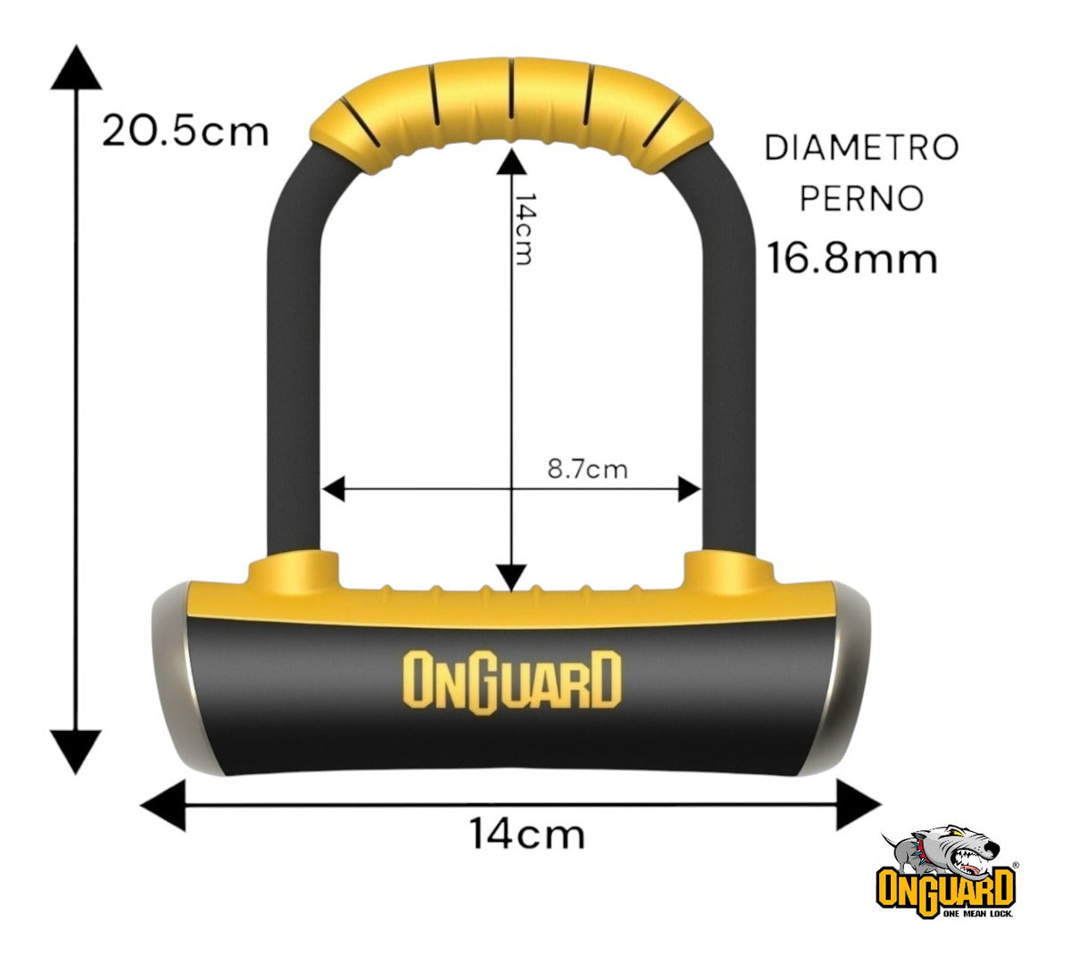 Candado tipo U 8112 Brute Onguard 90mm x 140mm bicicleta/moto